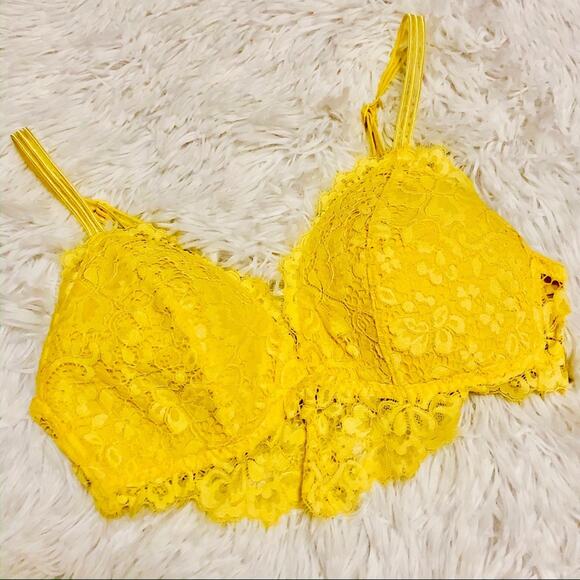 GILLIGAN & O’MALLEY • Yellow Lace Push-up Bralette - Picture 2 of 6